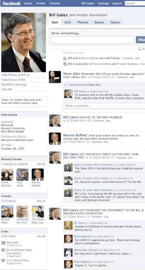 funny facebook. Bill Gates Facebook Profile